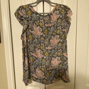 Loft Floral Top XL Gray/Pink